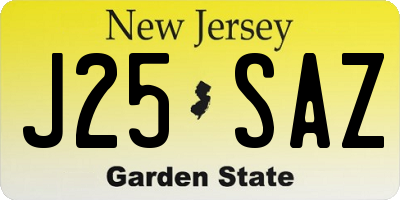 NJ license plate J25SAZ