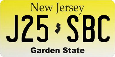 NJ license plate J25SBC