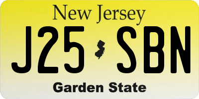 NJ license plate J25SBN
