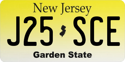 NJ license plate J25SCE