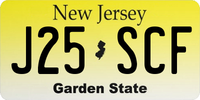 NJ license plate J25SCF