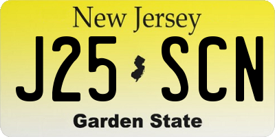 NJ license plate J25SCN
