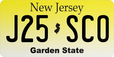 NJ license plate J25SCO