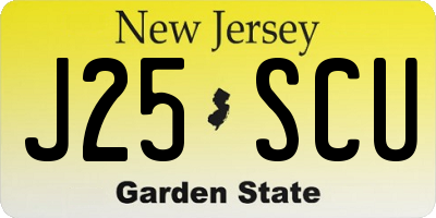 NJ license plate J25SCU