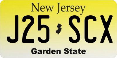 NJ license plate J25SCX