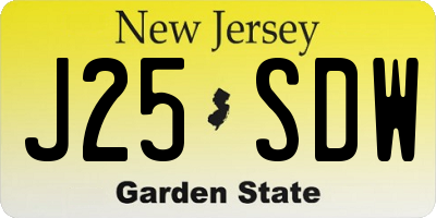 NJ license plate J25SDW