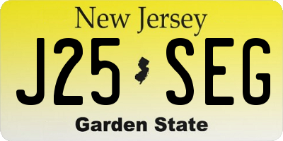 NJ license plate J25SEG