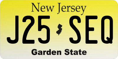 NJ license plate J25SEQ