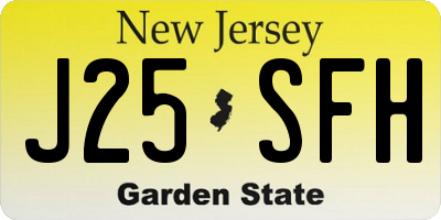 NJ license plate J25SFH
