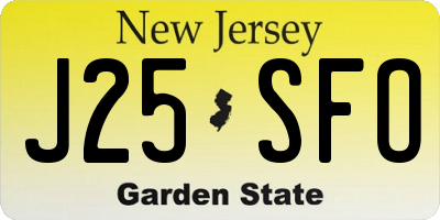 NJ license plate J25SFO