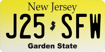 NJ license plate J25SFW