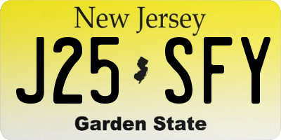 NJ license plate J25SFY