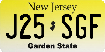 NJ license plate J25SGF