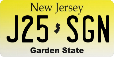 NJ license plate J25SGN