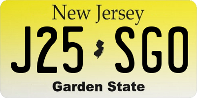 NJ license plate J25SGO