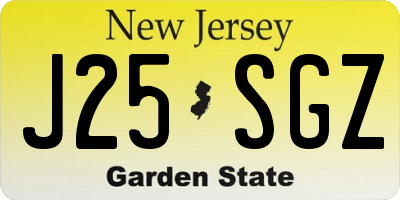 NJ license plate J25SGZ
