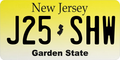 NJ license plate J25SHW