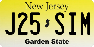 NJ license plate J25SIM