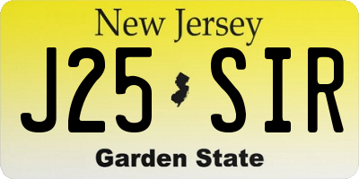 NJ license plate J25SIR