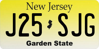 NJ license plate J25SJG