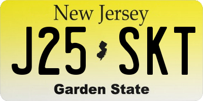 NJ license plate J25SKT