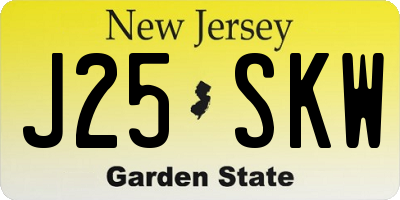NJ license plate J25SKW