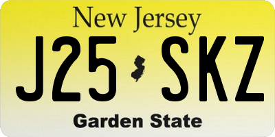 NJ license plate J25SKZ