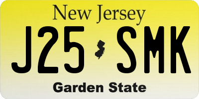 NJ license plate J25SMK