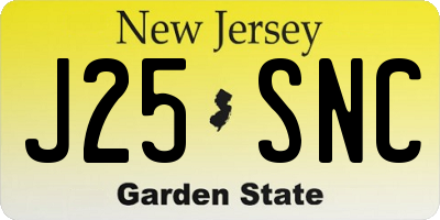 NJ license plate J25SNC