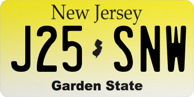 NJ license plate J25SNW