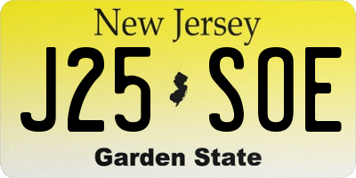 NJ license plate J25SOE