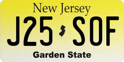 NJ license plate J25SOF