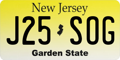 NJ license plate J25SOG