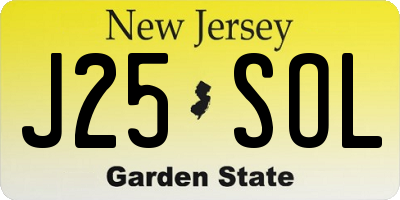 NJ license plate J25SOL