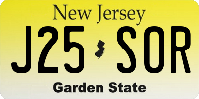 NJ license plate J25SOR