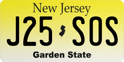 NJ license plate J25SOS