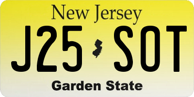 NJ license plate J25SOT