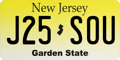 NJ license plate J25SOU