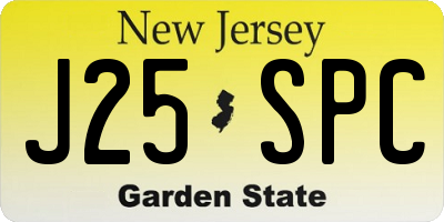 NJ license plate J25SPC