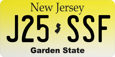 NJ license plate J25SSF