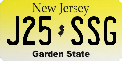 NJ license plate J25SSG