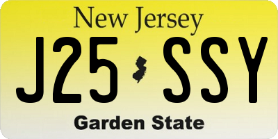 NJ license plate J25SSY