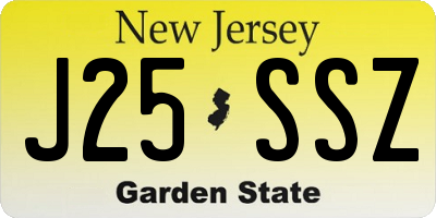 NJ license plate J25SSZ