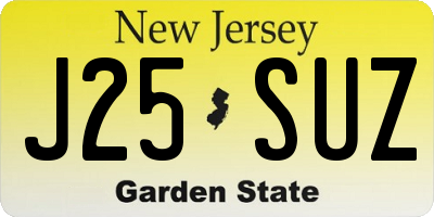 NJ license plate J25SUZ