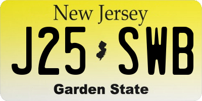 NJ license plate J25SWB