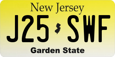 NJ license plate J25SWF