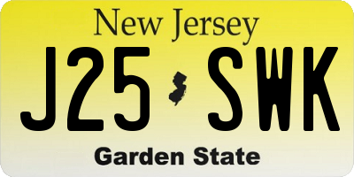 NJ license plate J25SWK