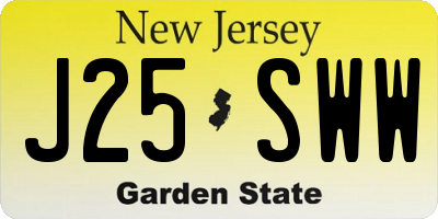 NJ license plate J25SWW
