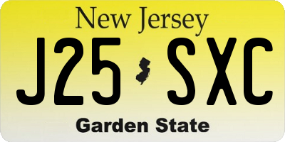 NJ license plate J25SXC