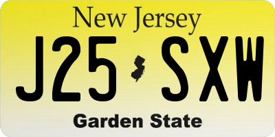 NJ license plate J25SXW